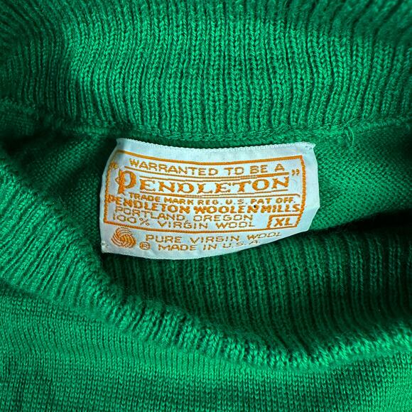 Vintage Pendleton Lightweight Virgin Wool Crewneck Sweater - Emerald Green - XL - Picture 4 of 4